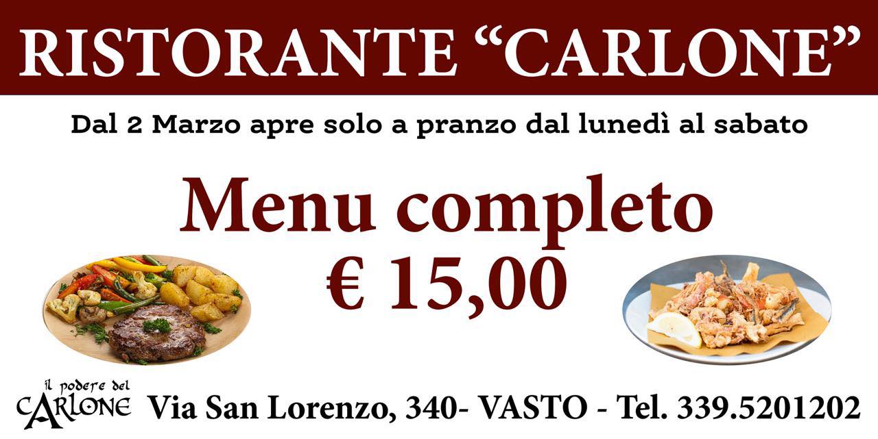 menù pranzo 15 euro